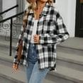 thumbnail image 4 of Flannel Jacket Women Shacket Long Sleeve Button Down Plus Size Womens Clothing,Black,L, 4 of 8
