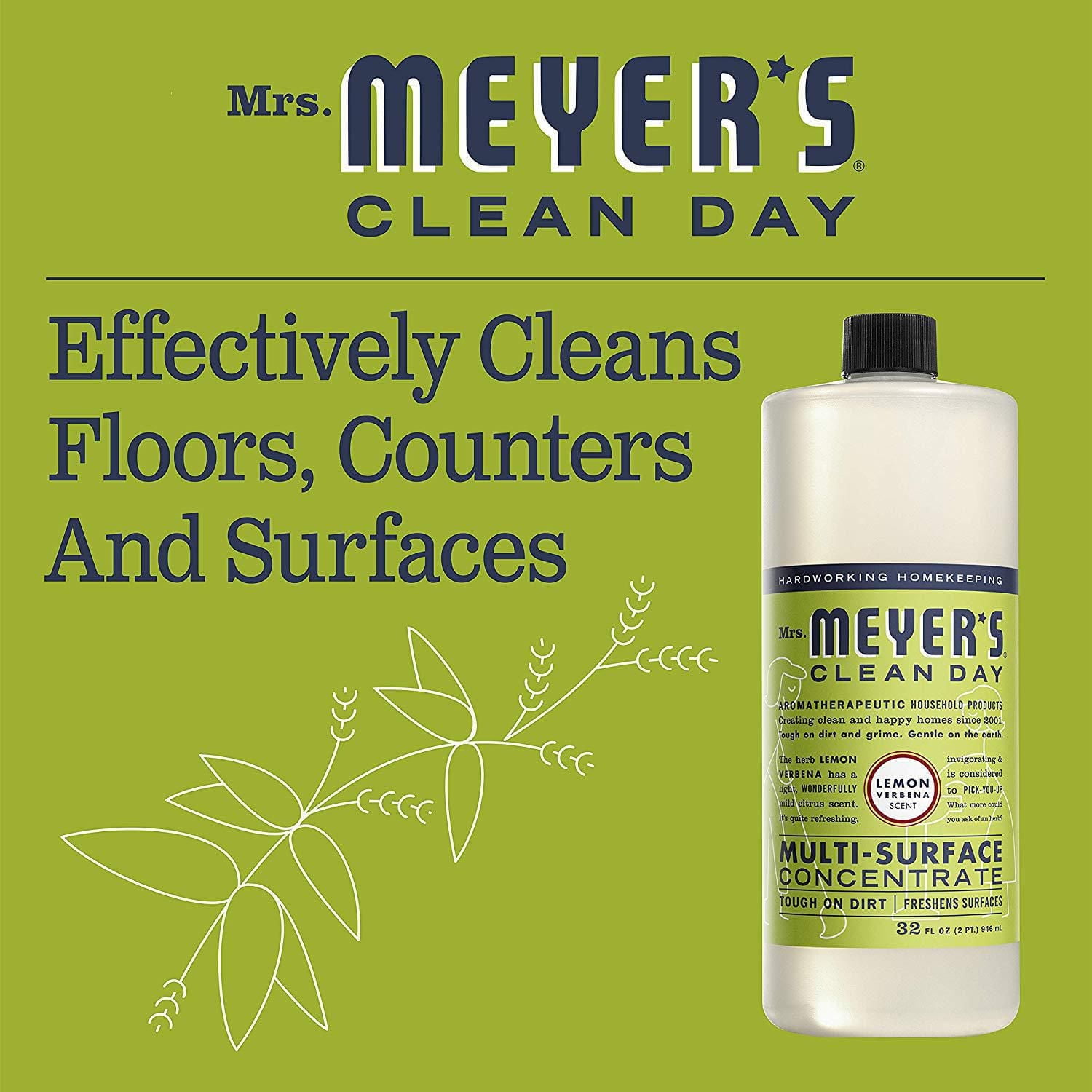 Mrs. Meyer’s Clean Day multi-surface concentré nettoyant tout usage, 946ml, verveine citronnée
