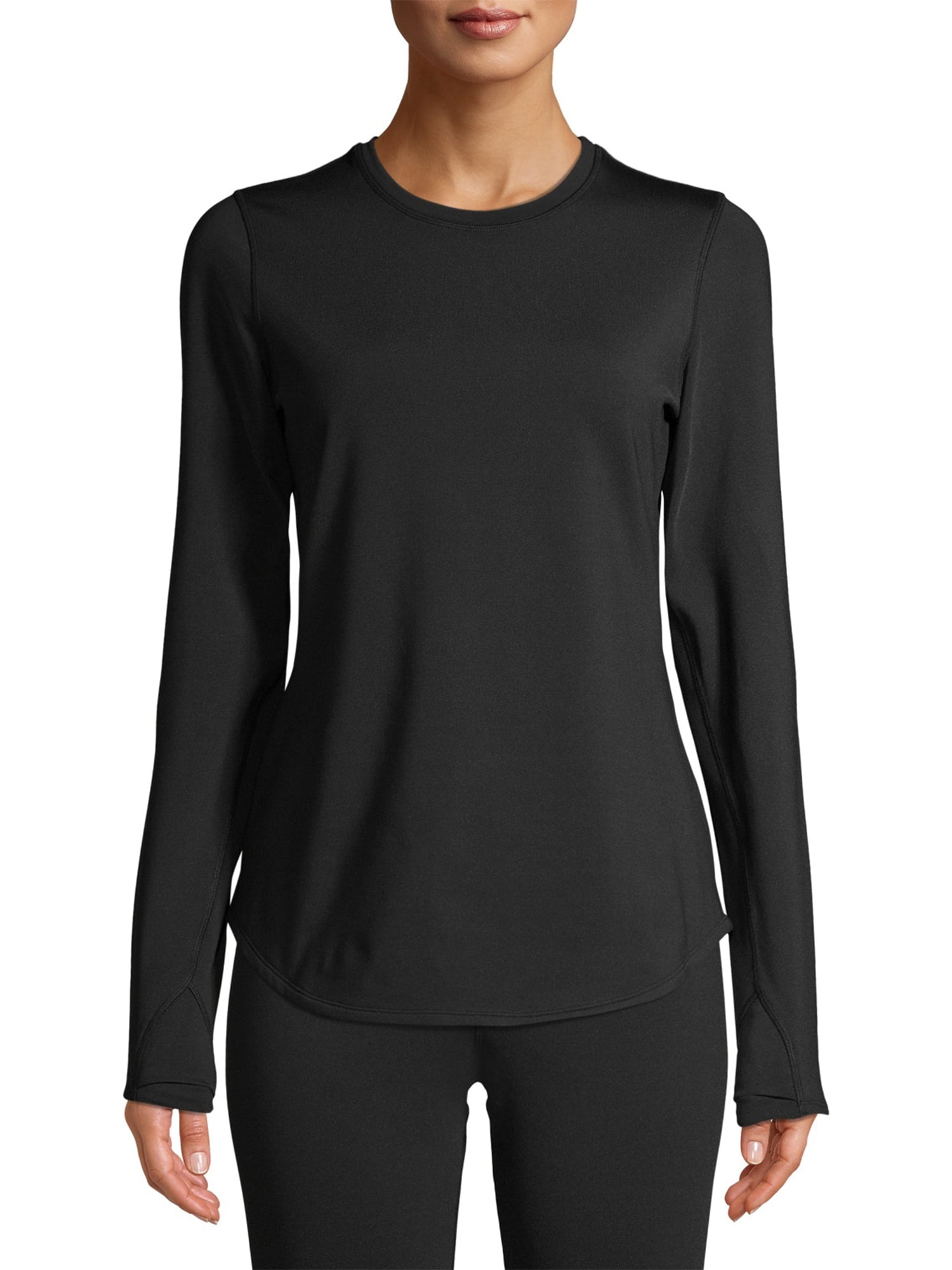 Cuddl Duds ClimateRight Women's Long Sleeve Crew Base Layer Top in Black 