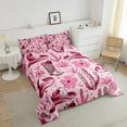 thumbnail image 3 of Pink Western Style Bedding Set,Cowgirl Boot Hat Comforter Set Room Decor,Succulent Cactus Flower Quilt Bed Set Rustic Country Floral Down Comforter 2Pcs, 3 of 6
