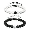 Zhehao 2 Pieces Howlite Beads Bracelet Black Matte Agate Bracelet Couples Bracelet for Women
