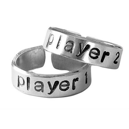Player 1 and Player 2 Video Game Ring Set | BFF Best Friends | Adjustable (Best Two Player Ipad Games)