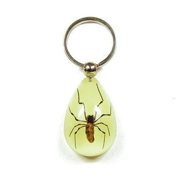 YK610 Key Chain Tear Drop Shape Glow in the Dark Spider