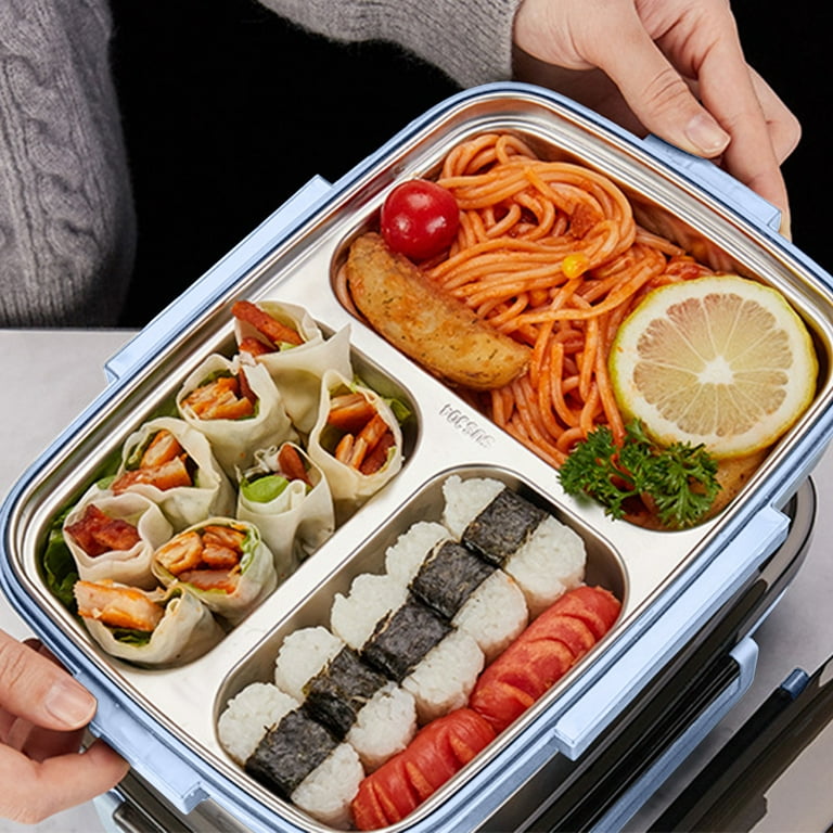 Tiitstoy Adult Lunch Box, 1000 Ml 3-Compartment Bento Lunch Box for Kids,  Lunch Containers for Adults Come with Chopsticks and Spoons, Leak Proof,  Microwaveable 