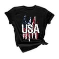 thumbnail image 3 of KALE 4th of July Short Sleeve Shirts for Women American Flag Patriotic 2D Independence Day Print Casual Sports T Shirt Y2K Clothes Black XL, 3 of 7
