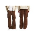 thumbnail image 2 of FOCUSNORM Men's Fall Loose Cargo Pants with Pockets Corduroy Button Soft Fashion Solid Ribbed Trousers, 2 of 8