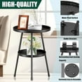 thumbnail image 6 of Small Side Table Round 2 Tier End Table Metal Round Coffee Tables Nightstand for Small Spaces Indoor Outdoor and Living Room Bedroom or Office, 6 of 7