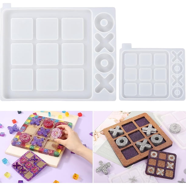 Molde de resina 2 piezas, moldes para fundición de resina, moldes grandes de silicona de resina epoxi para juegos de mesa de bricolaje, juegos de viaje