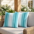 thumbnail image 3 of Pillow Covers 18x18 Set of 2, Turquoise Ombre Stripe Square Throw Pillow Covers for Couch/Sofa/Living Room, Farmhouse Simple Striped Decorative Soft Pillowcases for Couch Throw Pillows, 3 of 9