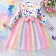 thumbnail image 3 of WIBACKER Little Girls Butterfly Tulle Dresses Toddler Kids Long Sleeve Sparkle Tutu Dress Party Festival Dress 2-3T, 3 of 11
