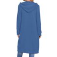 thumbnail image 4 of Pxxlle Zip Up Hoodie Women Long Sleeve Knee Length Hoodies Winter Hooded Sweatshirt Fall Long Jackets with Pockets Blue S, 4 of 7