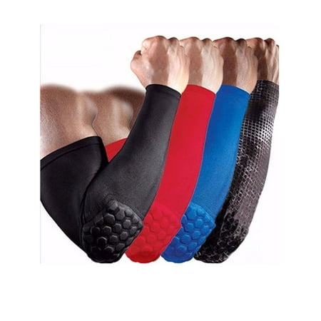 Mediven Arm Sleeve NK SUPPORT Elbow Sleeve Pad - Protective Compression Arm Guard Sleeve Support for Basketball Football Volleyball Baseball Softball Cycling and Running Black,White,Red,Blue ()