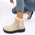 thumbnail image 3 of EKVAHL Women's Winter Snow Boots, Slip‑On Buckle Strap Ankle Booties, Non‑Slip Thick Sole Warm Boots for Cold Days Beige, 3 of 5