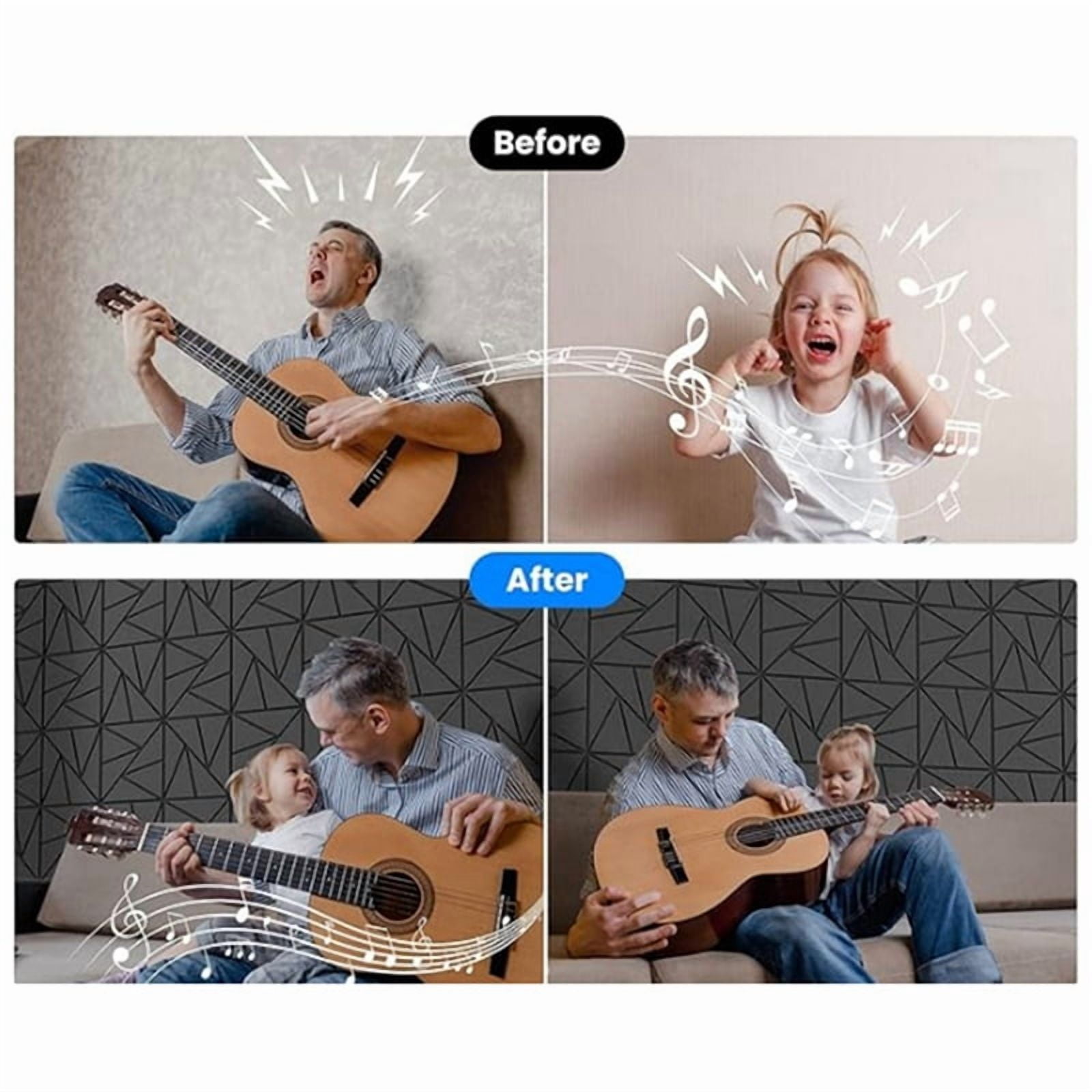 12 Pack Self Adhesive Acoustic Panels 11.8inch X 11.8inch Sound Proof Foam Panels (Black)