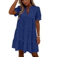 thumbnail image 2 of Fashion Beach Dresses for Womens Plus Size Summer Solid Short Sleeve V-Neck Lace Lightweight Maxi Wedding Guest Dresses, 2 of 8