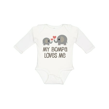

Inktastic My Bompa Loves Me Elephant Boys or Girls Long Sleeve Baby Bodysuit