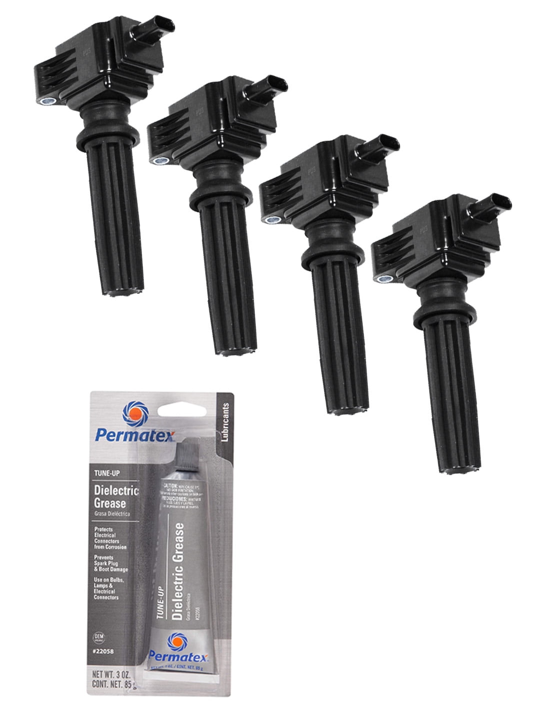 Set of 4 Ignition Coils and Permatex 22058 Dielectric TuneUp Grease