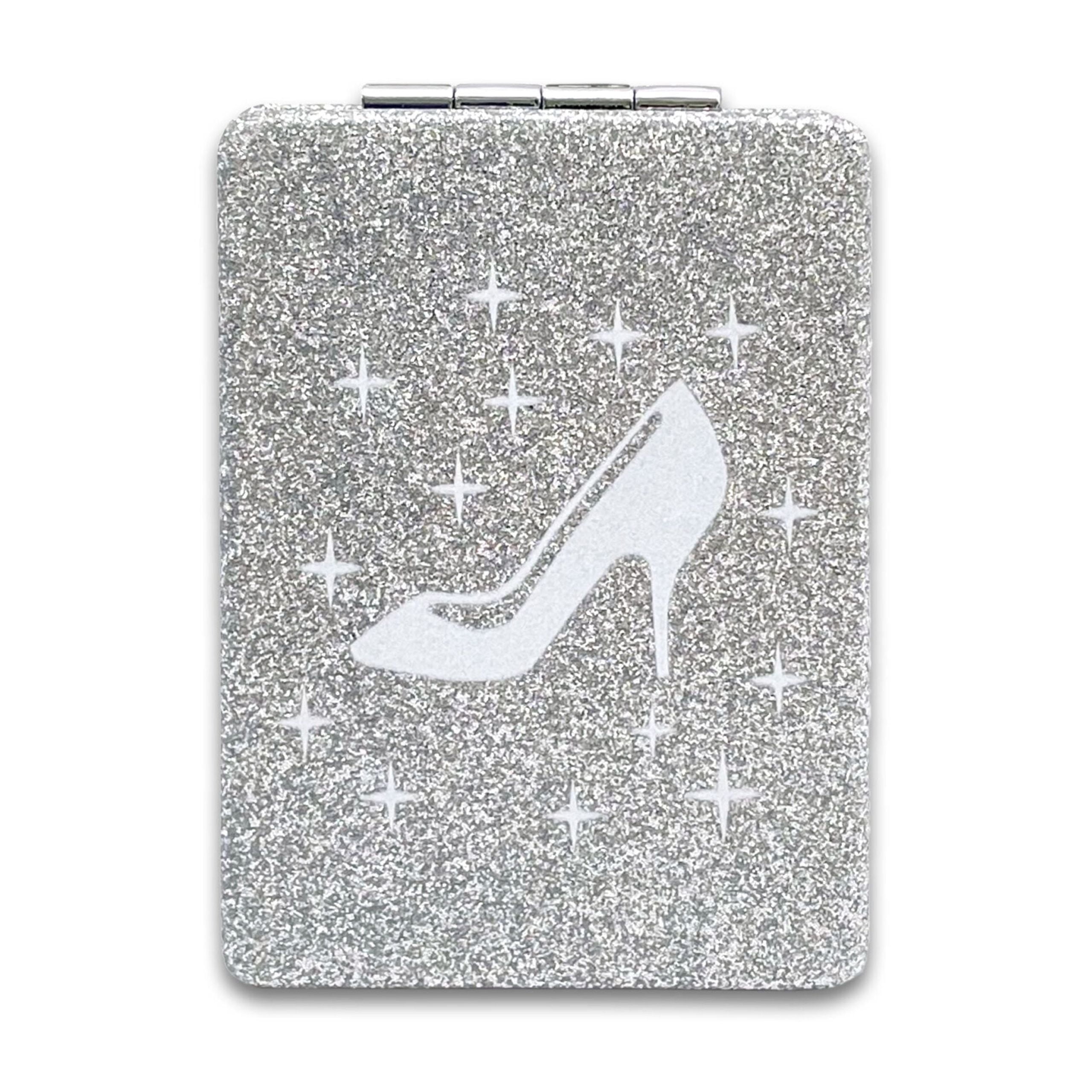 Set of 12 x Silver high Heel Compact Mirror Bridal Shower Party Favors, Christmas Gifts, Sweet 16, Quinceañera, Folding compact/ baby shower/bridal favor