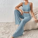 thumbnail image 3 of Conjunto de pantalón largo para mujer conjunto informal de 2 piezas de verano traje de vacaciones con cintura elástica Hugtrwg Para estrenar, 3 of 7