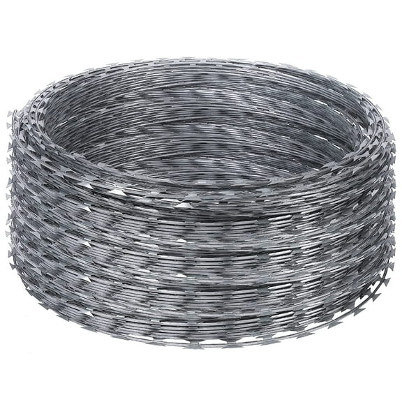 Towallmark Razor Wires, 250FT Razor Barbed Wire, 50FT Per Roll Razor Wire Fencing Razor Fence, Barbed Wire Galvanized Steel Razor Wire for Garden, Fence
