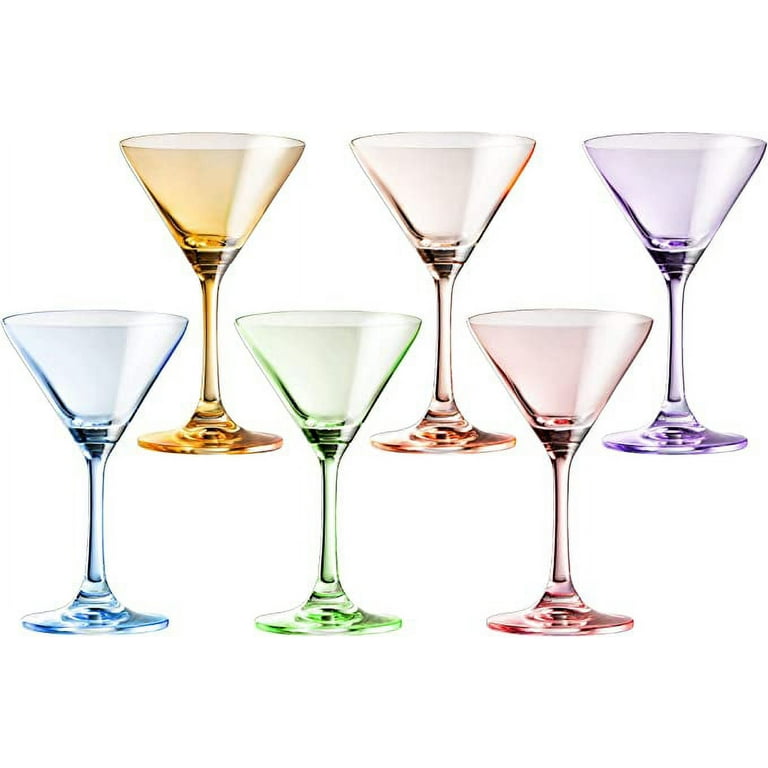 Restaurantware Voglia Nude 5 Ounce Martini Glasses, Set of 6 Crystal Martini Glasses - Laser-Cut Rim, Dishwasher-Safe Glassware, Fine-Blown Crystal