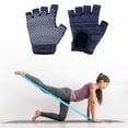 thumbnail image 4 of Unique Bargains Yoga Gloves Non-slip Fingerless Pilates Gloves One Size Cyan Blue, 4 of 5