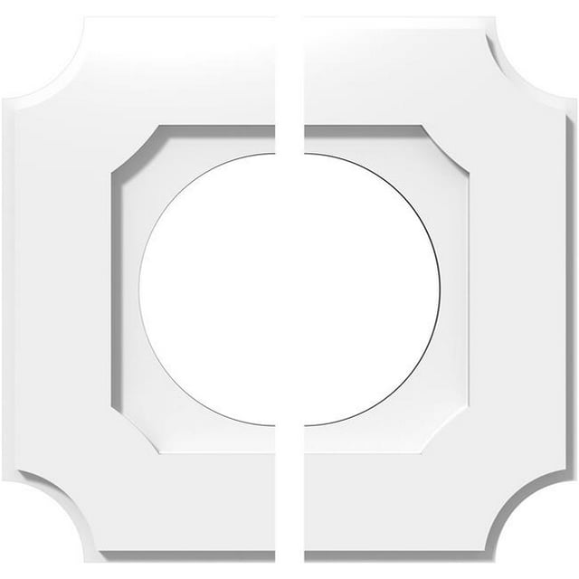 Ekena Millwork CMP14LE2-07000 14 in. OD x 7 in. ID Square Locke Architectural Grade PVC Contemporary Ceiling Medallion - 2 Piece
