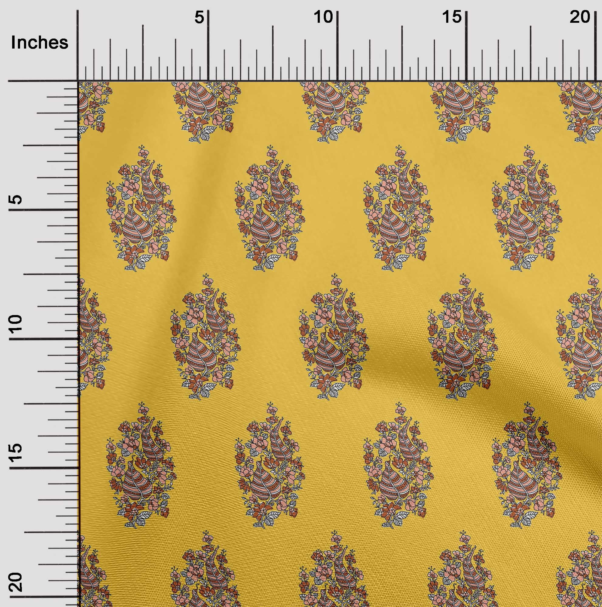 Fire Feather Yellow 42 Inch Cotton Poplin Pre Order