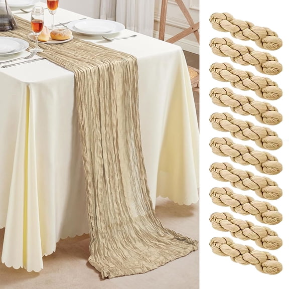KGJQ Rustic Cheesecloth Table Runner, Wedding Table Runner, Sheer Boho Table Runner for Bridal Shower Baby Shower