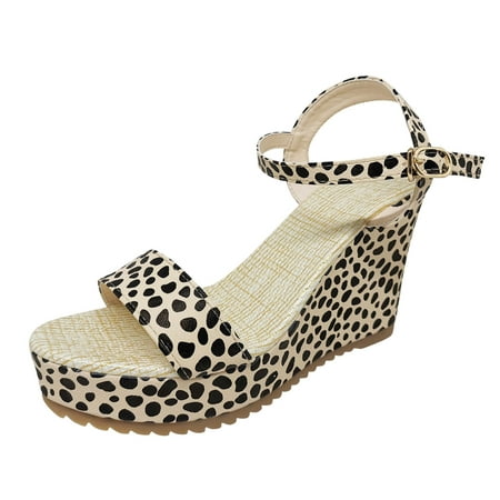 

Women s Sandals Wedge Roman Gladiator Thick Heel Slingback Leopard Summer Sandals Women