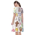 thumbnail image 2 of Bixox Robe d'Été à Manches Courtes pour Femmes Robe Ample Longueur Genou avec Poches-Joyeuses Pâques1, 2 of 7