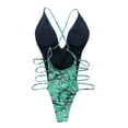 thumbnail image 4 of Up to 65% off! Pitauce One Piece Swimsuit Women Fashion Sexy Serpentine Print Hollow Out Backless Lace Up Cross Strap Bikini High Cut Vacation Beach Monokini Swimsuit, 4 of 5