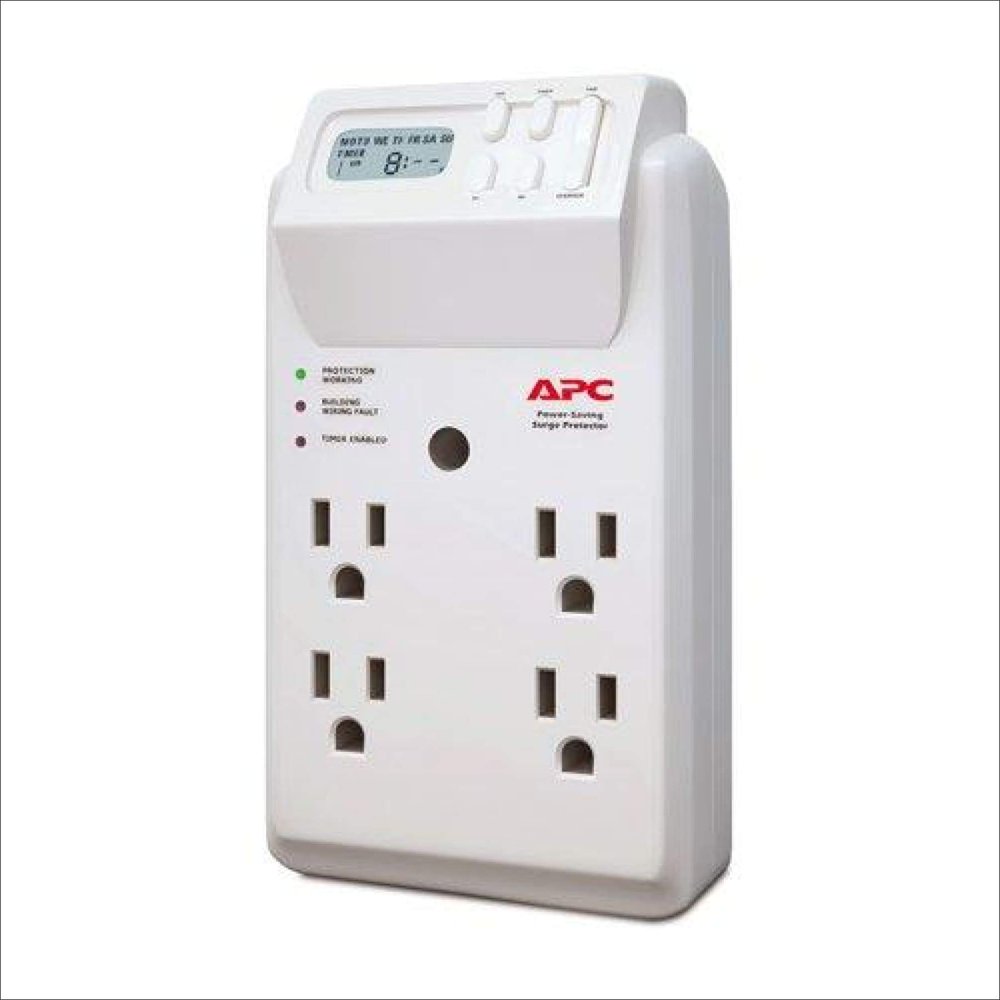 APC 4Outlet Wall Surge Protector 1020 Joules with TimerControlled Outlets, SurgeArrest