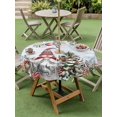 thumbnail image 3 of Outdoor Tablecloth with Umbrella Hole and Zipper, Blue Wooden Christmas Gnomes Round Table Cloth 60 Inch Waterproof Tablecloth, Xmas Tree Poinsettia Winter Picnic Table Cover for Patio Camping, 3 of 7