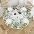 thumbnail image 3 of Sping Round Fitted Tablecloth Best for 44"-48" Leaves Table Cloth Elastic Edge Washable Farmhouse Rustic Floral Leaf Butterfly Spring Green Table Cover for Party Picnic Indoor Decor, 3 of 6