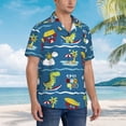 thumbnail image 3 of Balery Dinosaur on the Beach Vacation Camisas hawaianas de manga corta para hombre, camisas playeras de corte holgado, camisas de vacaciones con botones,3X-Large, 3 of 7
