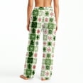 thumbnail image 4 of Women's Christmas Print Plush Pajama Pants, Soft and Comfortable Home Wear Trousers for Winter, Casual Sleepwear with Festive Design,Mint Green,S, 4 of 5