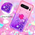 thumbnail image 5 of Slim Fit Phone Case for Google Pixel 8 Pro,Bling Shiny Quicksand Effect TPU Bumper Case with Metal Ring Kickstand and Four Corners Heavy Protection Case for Pixel 8 Pro,Pink Purple, 5 of 7