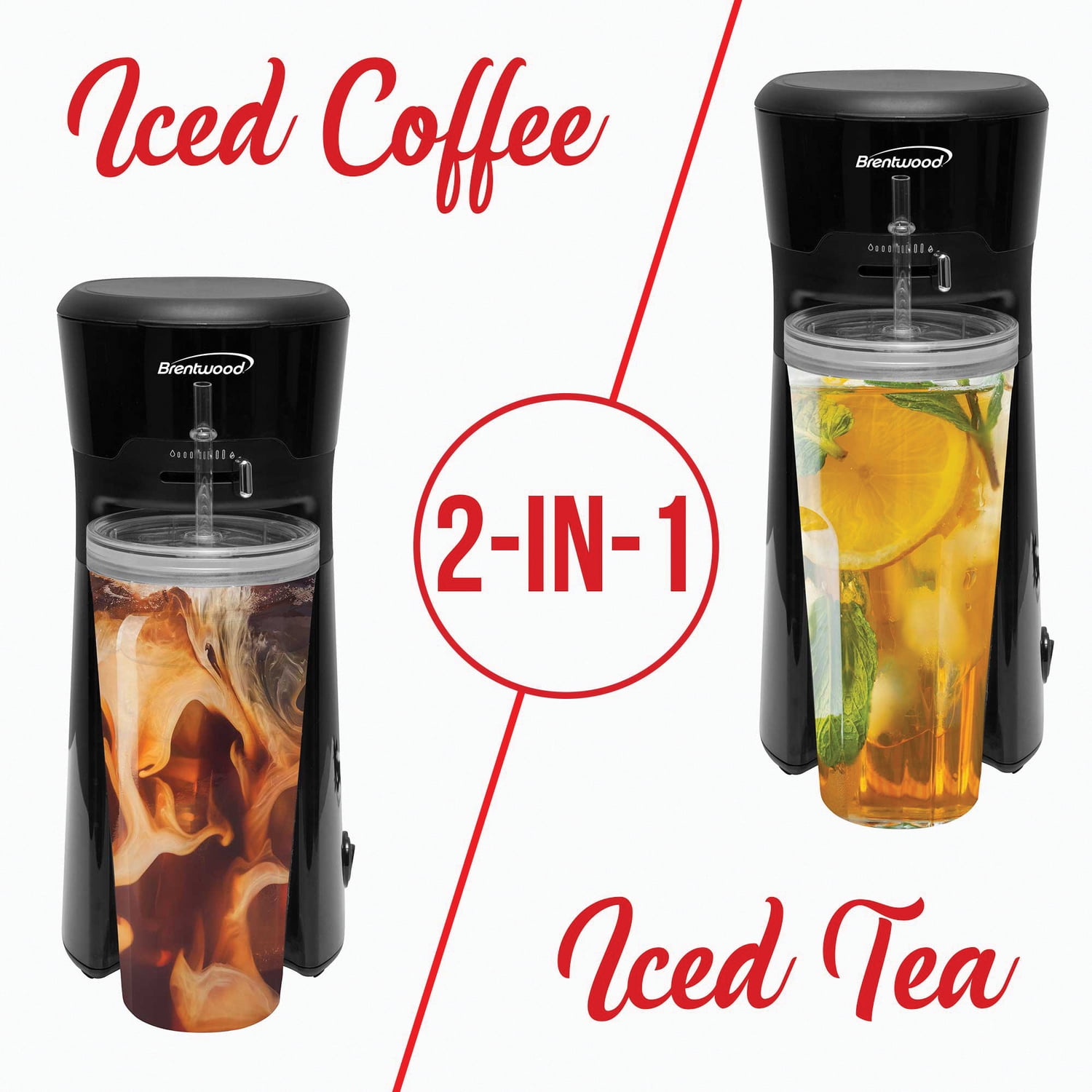 Brentwood Single-Serve Iced Coffee and Tea Maker with Reusable Filter, KT-2121BK