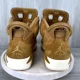 thumbnail image 4 of Ni - ke Ni - ke Air Jordan 6 Retro Wheat Gold Harvest Mens 9 384664-705 Suede Sneakers Shoe, 4 of 5