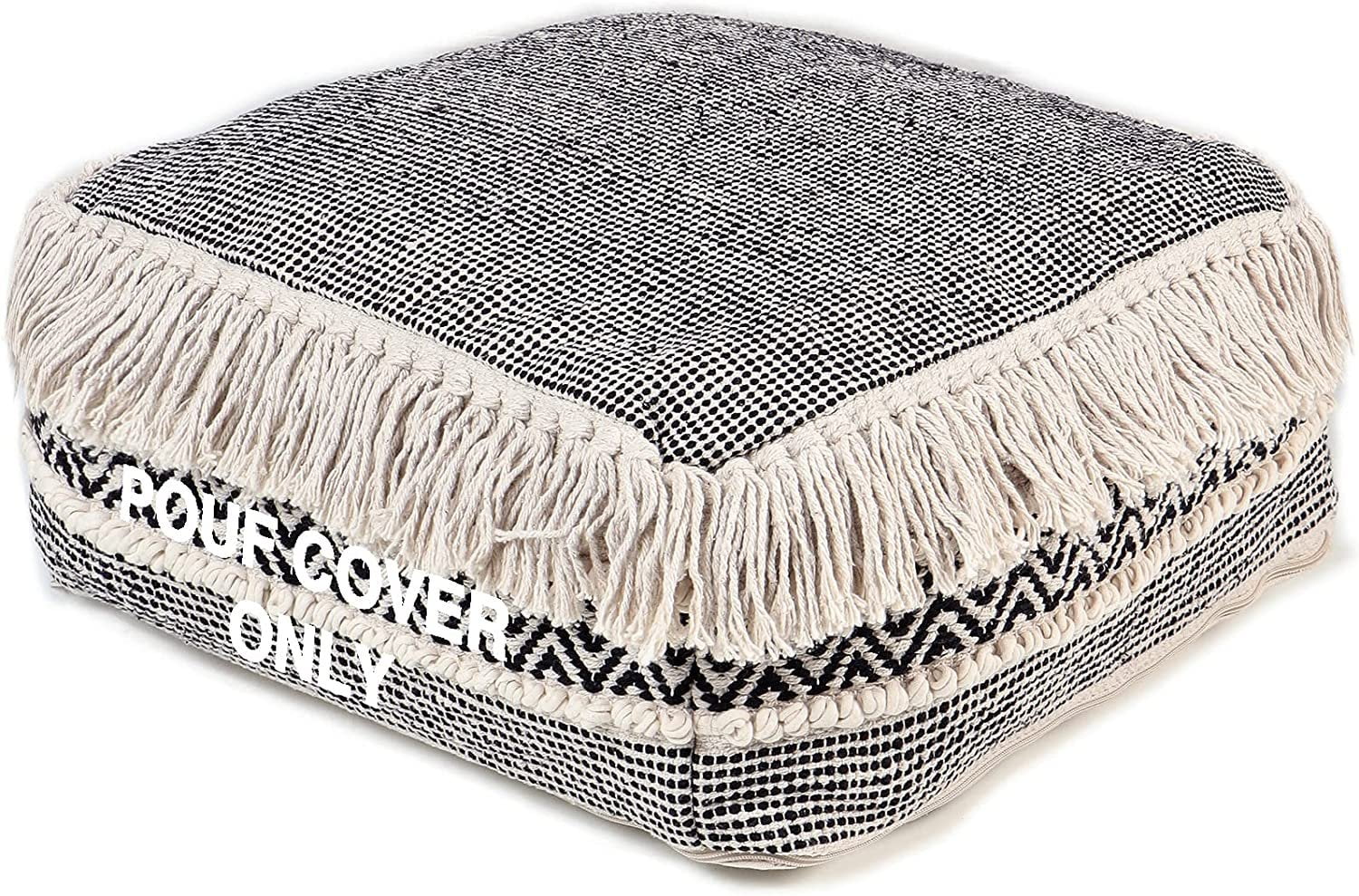 REDEARTH Unstuffed Pouf Poof Pouffe Ottoman Cover Accent Chair Square