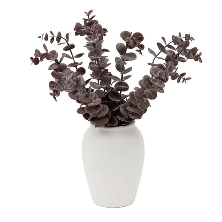 Better Homes & Gardens Artificial Purple Eucalyptus in White Ceramic Vase, 12"