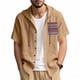 thumbnail image 2 of Camisa de Manga Corta de los Hombres con Capucha de Cárdigan Impresa con Botón con Bolsillos Top Casual para Primavera Verano, 2 of 9