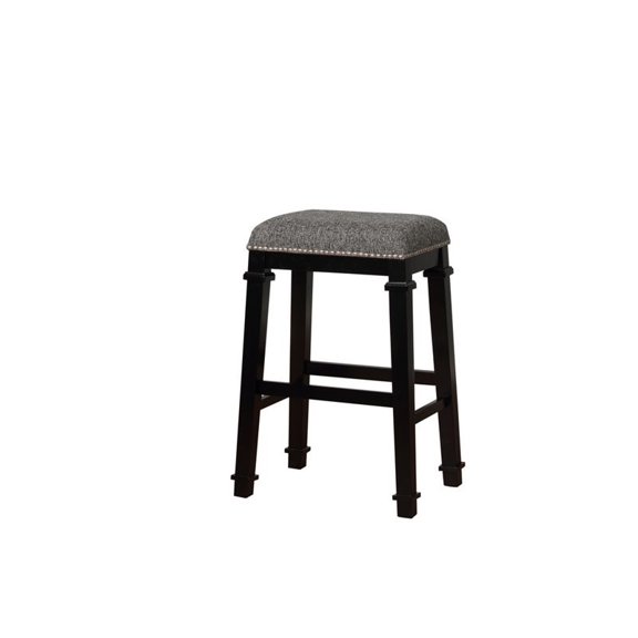 Linon Kennedy Tweed 31" Wood Backless Bar Stool in Black
