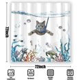 thumbnail image 5 of Cortina De Ducha 180 X 180 Cm Buceo Gato Océano Impreso Cortina De Baño Impermeable Lavable Anti Rápido Tejido De Poliéster Accesorio De Baño con 12 Ganchos, 5 of 5