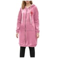 thumbnail image 4 of WEAIXIMIUNG Crewneck Sweatshirts Graphic Coat for Womens Hoodies Coat Fall Winter Warm Pockets Drawstring Zipper Open Thin Hooded Jackets Long Cardigans Tops Outwear, 4 of 7