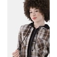 thumbnail image 4 of No Boundaries Plaid Button Down Shirt, Women's, 4 of 4