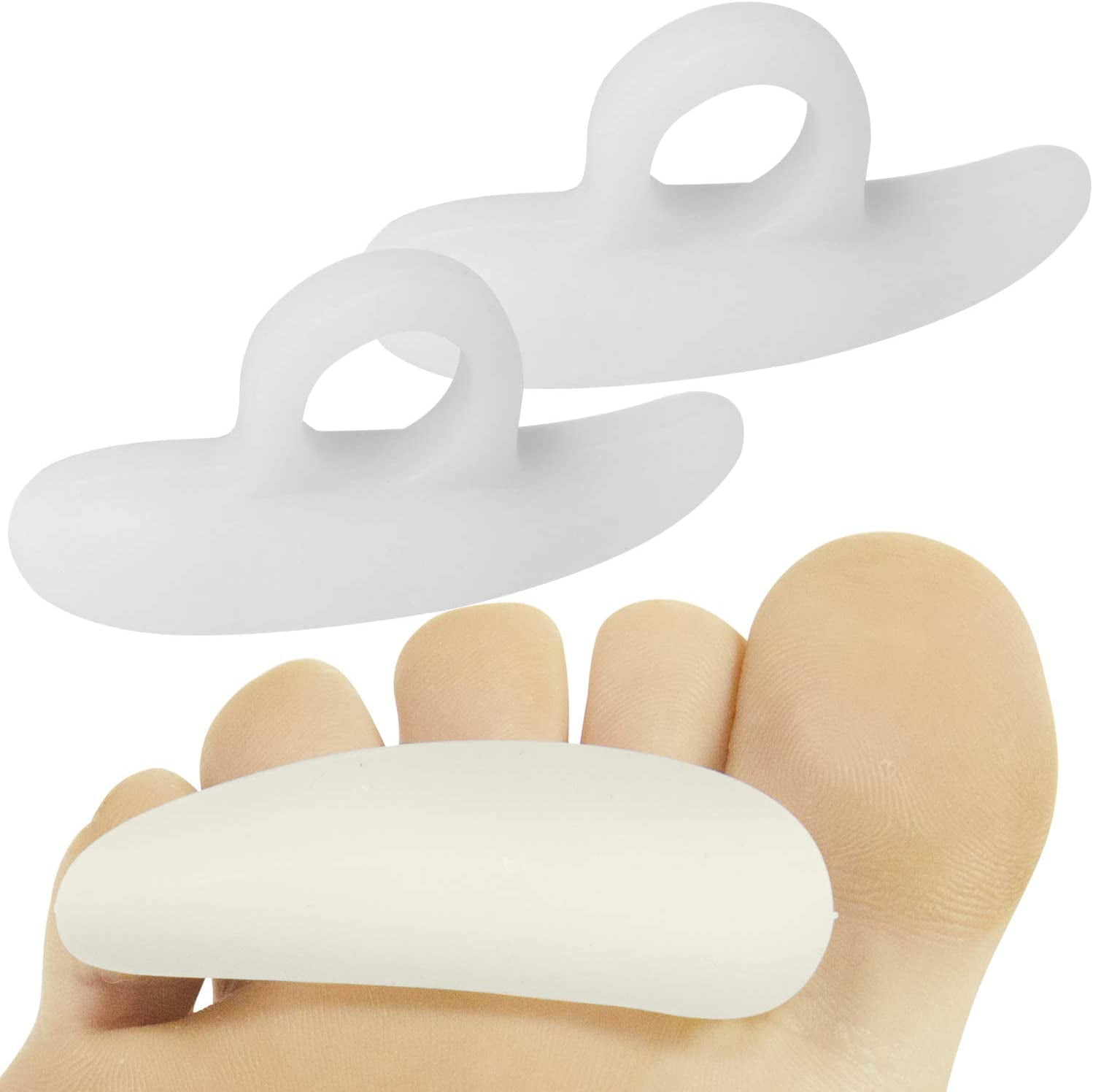 2Pair/4Pcs Gel Hammer Toe Crest Cushions, Right/Left Hammertoe Gel Support Pads, Straightener and Corrector for Curled, Curved, Crooked, Overlapping, Clubbed Claw and Mallet Toes Curling Relief