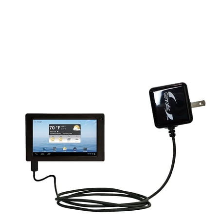 Gomadic Intelligent Compact AC Home Wall Charger suitable for the Nextbook Premium 7 Resistive Next7S - High output power with a convenient, foldable