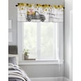 thumbnail image 2 of Rdsfhsp Window Valance Rod Pocket Short Curtain Panels Buffalo Plaid Farm Truck with Pig Sunflower Kitchen Valances Curtains, Wood Grain Floral Window Treatments Drapes for Living Room Bedroom, 2 of 5